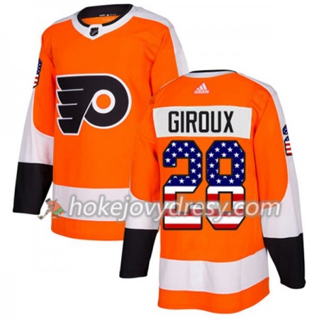 Pánské Hokejový Dres Philadelphia Flyers Claude Giroux 28 2017-2018 USA Flag Fashion Oranžová Adidas Authentic